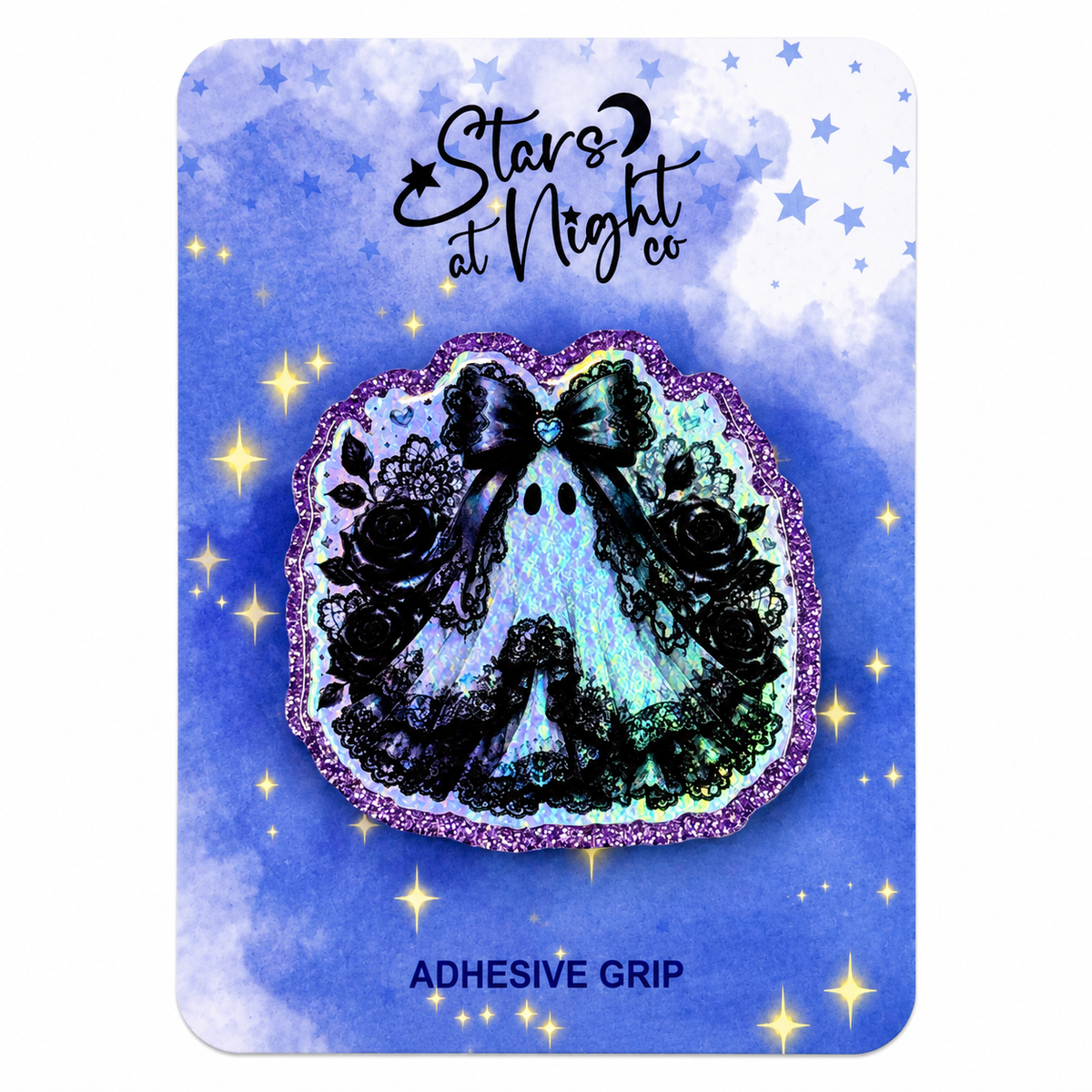 Holographic Black Lace Ghost Phone Tablet Grip