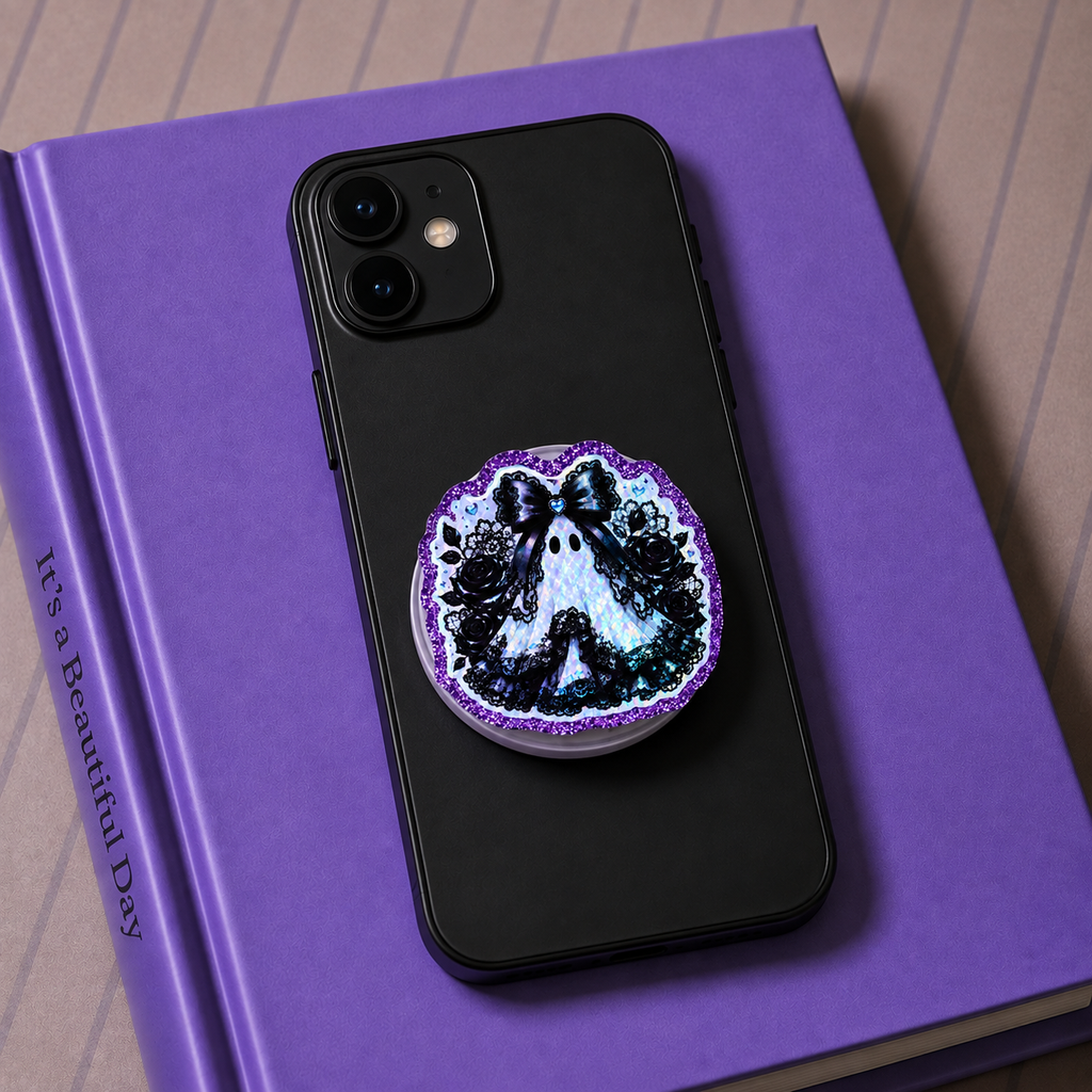 Holographic Black Lace Ghost Phone Tablet Grip