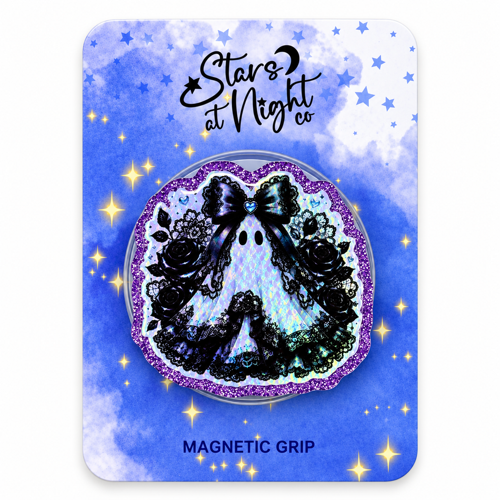 Holographic Black Lace Ghost Phone Tablet Grip