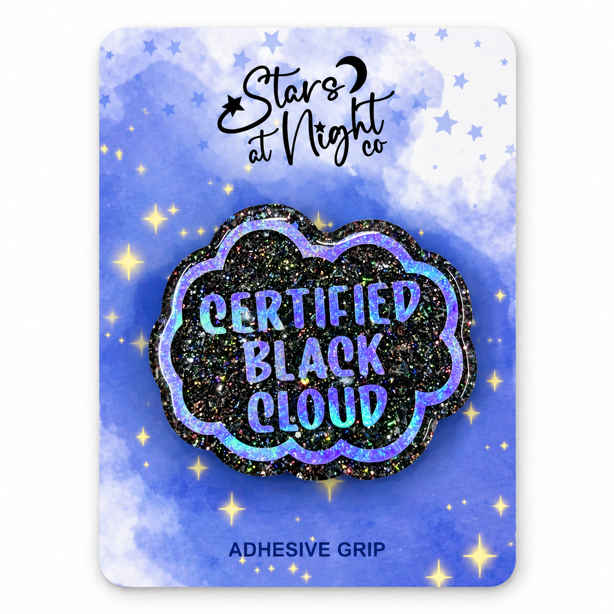 Holographic Certified Black Cloud Phone Tablet Grip