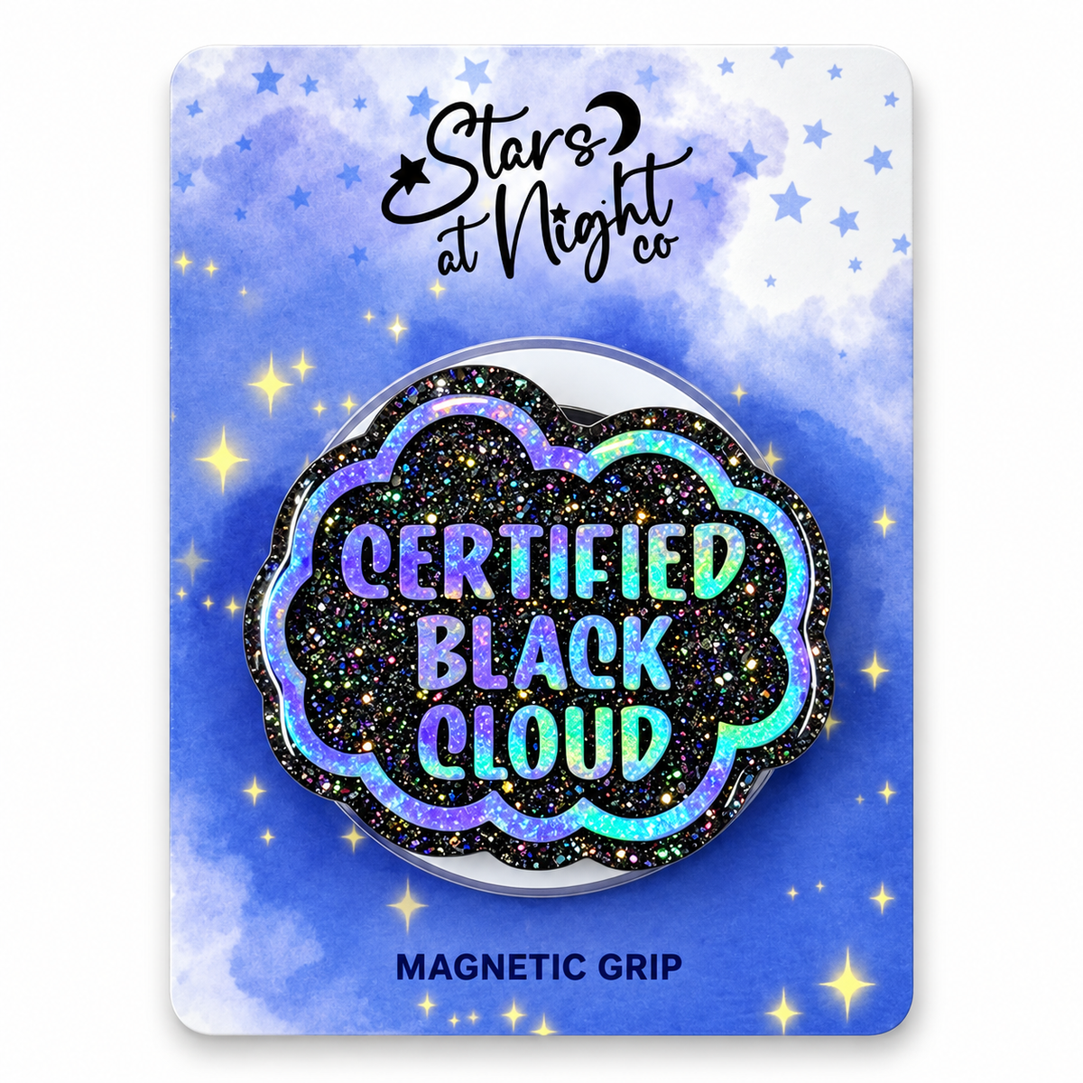 Holographic Certified Black Cloud Phone Tablet Grip