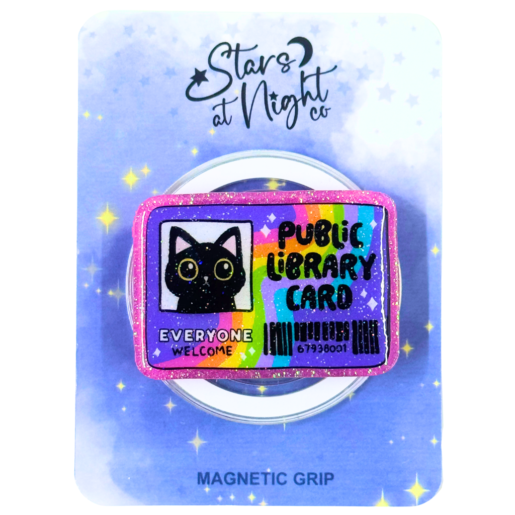 Black Cat Library Card Phone Tablet Grip