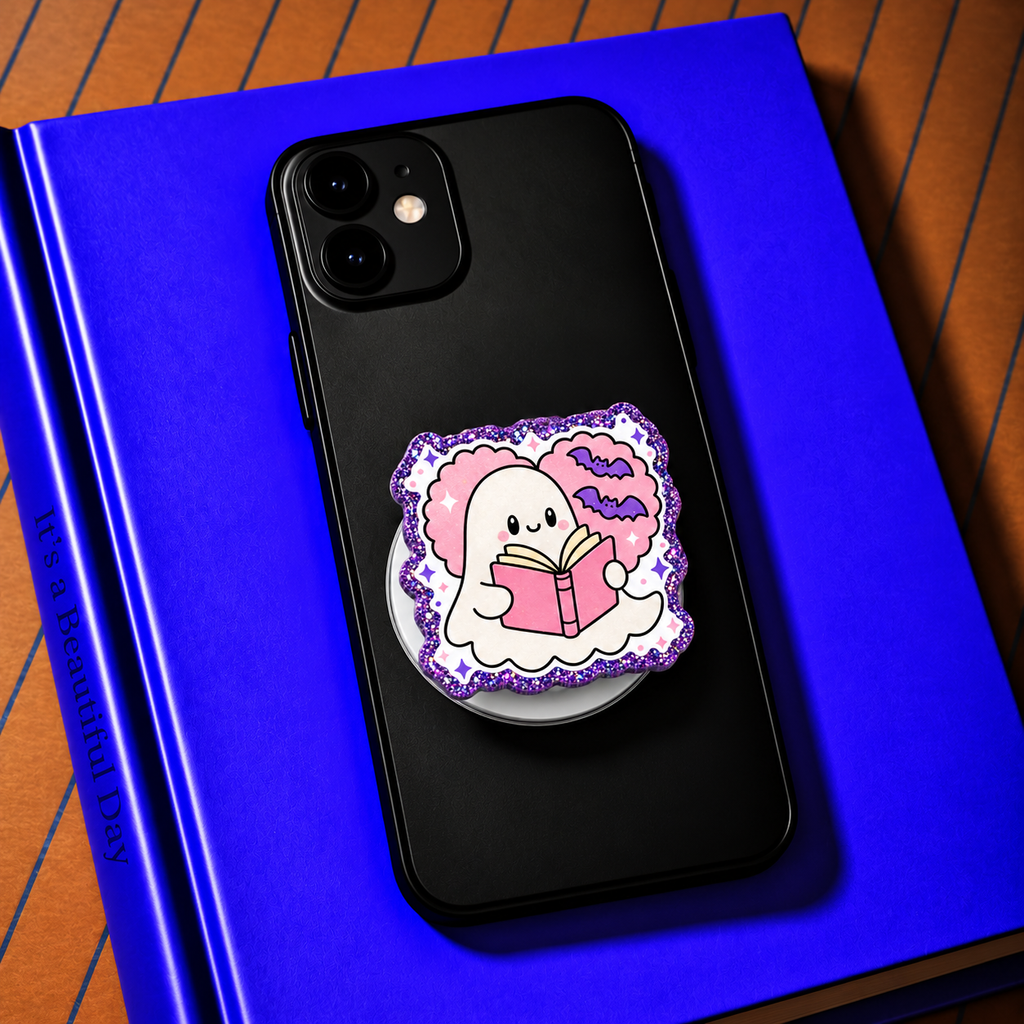 Ghost Reading Pink Heart Bats Phone Tablet Grip