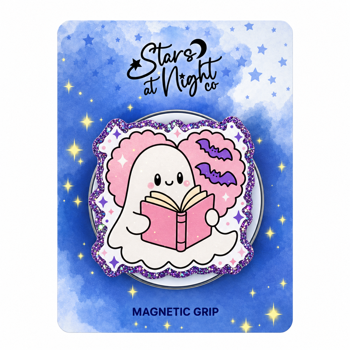 Ghost Reading Pink Heart Bats Phone Tablet Grip