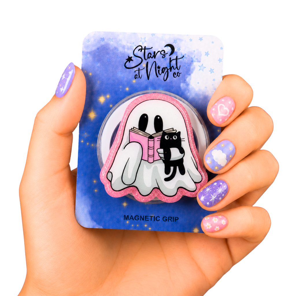 Ghost Reading Holding Cat Phone Tablet Grip