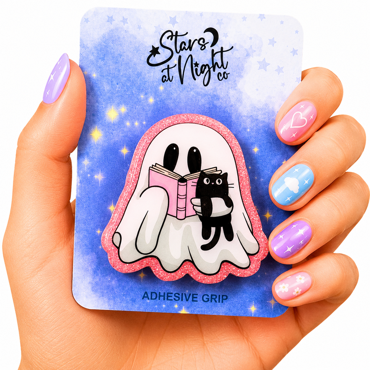 Ghost Reading Holding Cat Phone Tablet Grip