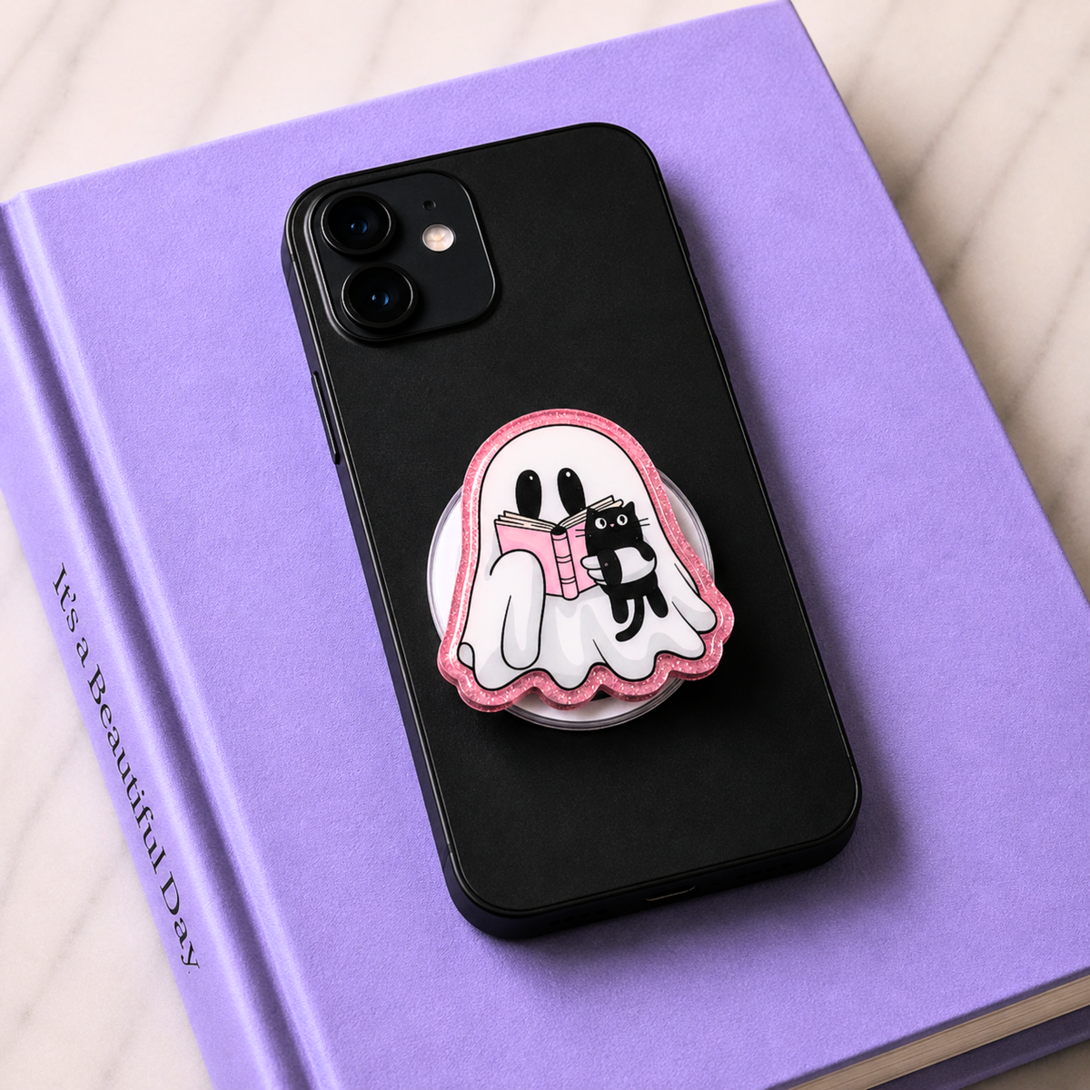 Ghost Reading Holding Cat Phone Tablet Grip