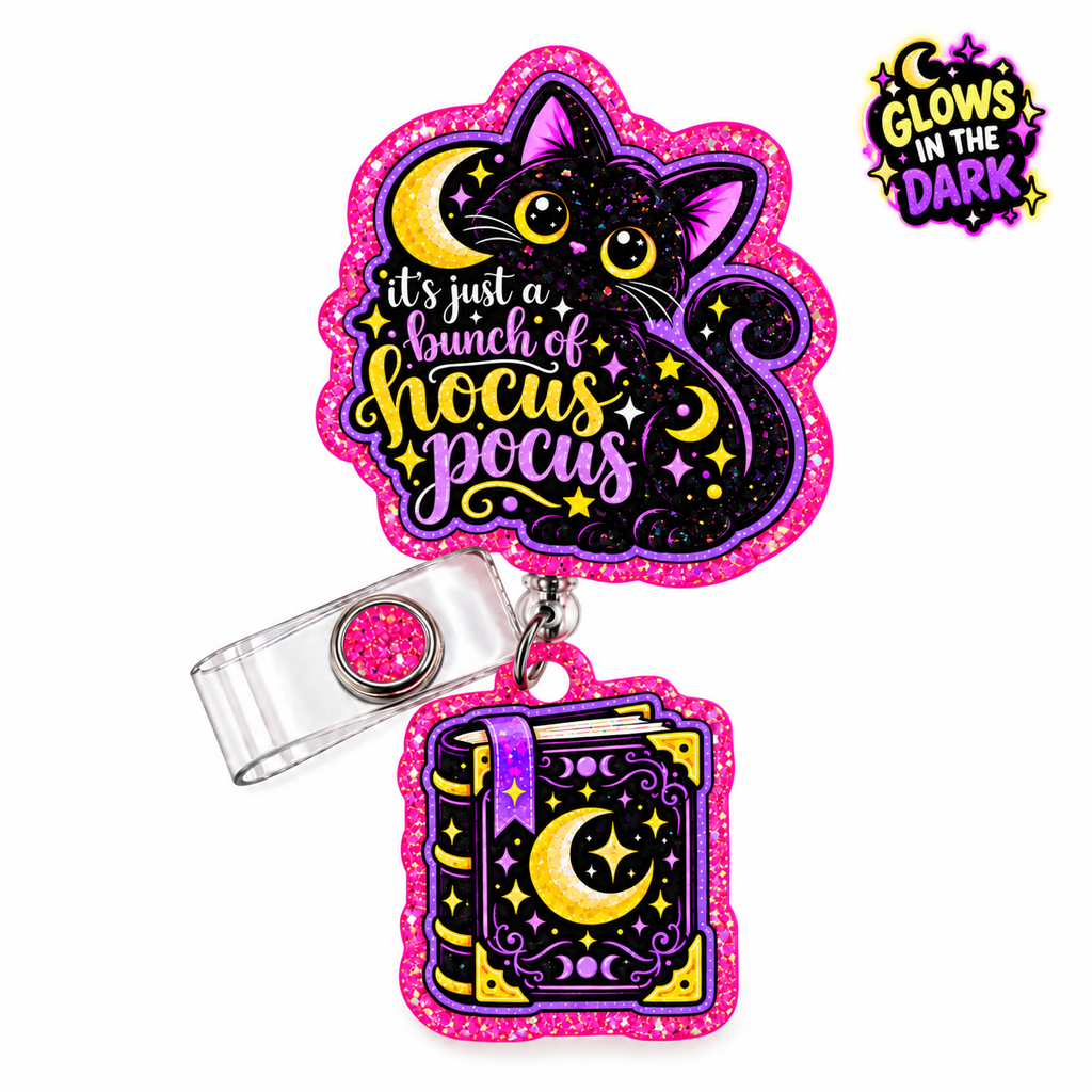 It's Just A Bunch Of Hocus Pocus Black Cat Badge Reel