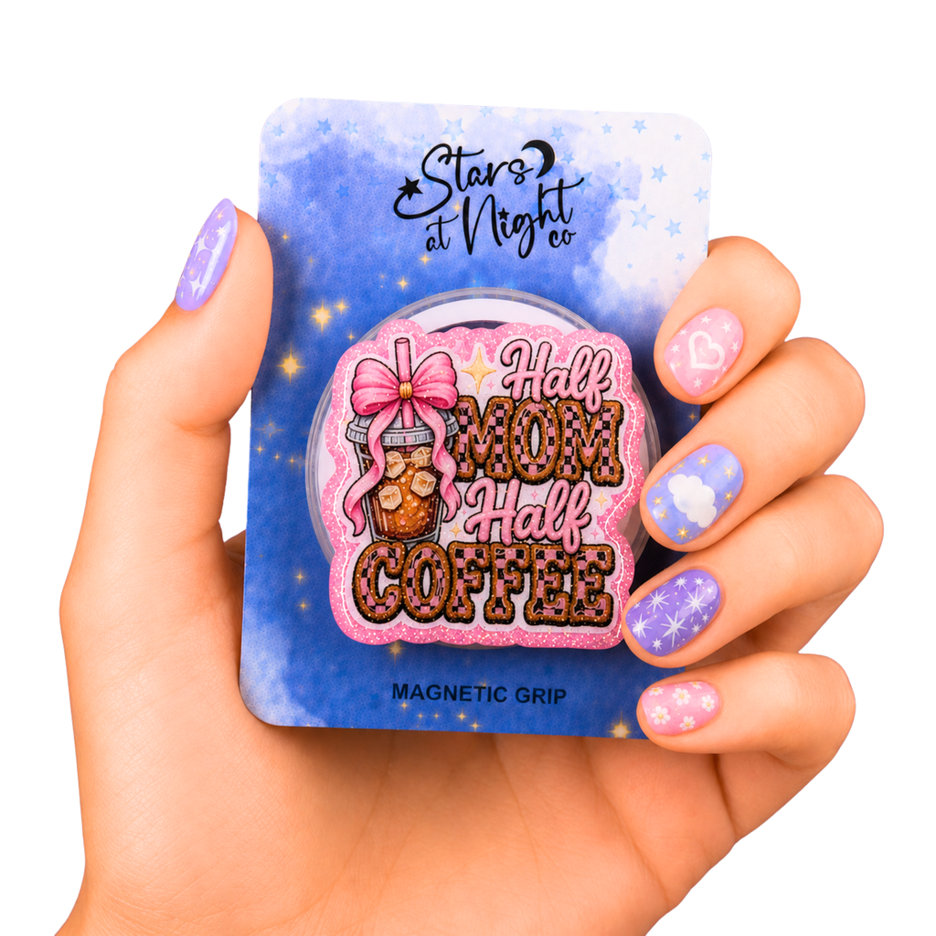 Half Mom Half Coffee Phone Tablet Grip
