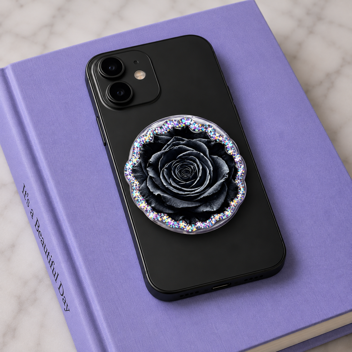 Black Rose Phone Tablet Grip