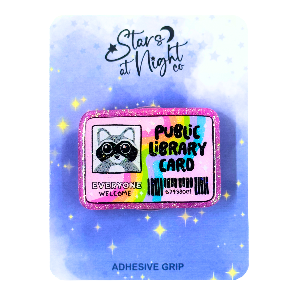 Raccoon Library Card Phone Tablet Grip