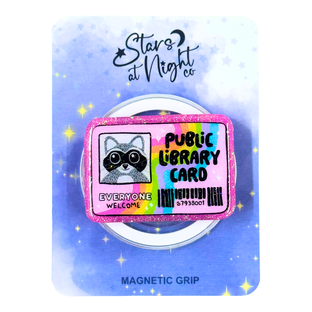 Raccoon Library Card Phone Tablet Grip