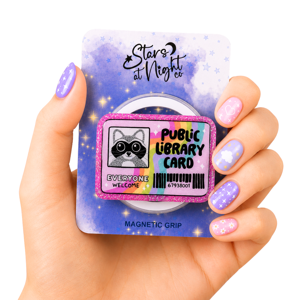 Raccoon Library Card Phone Tablet Grip