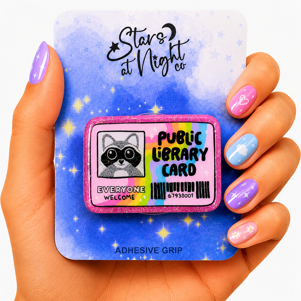 Raccoon Library Card Phone Tablet Grip