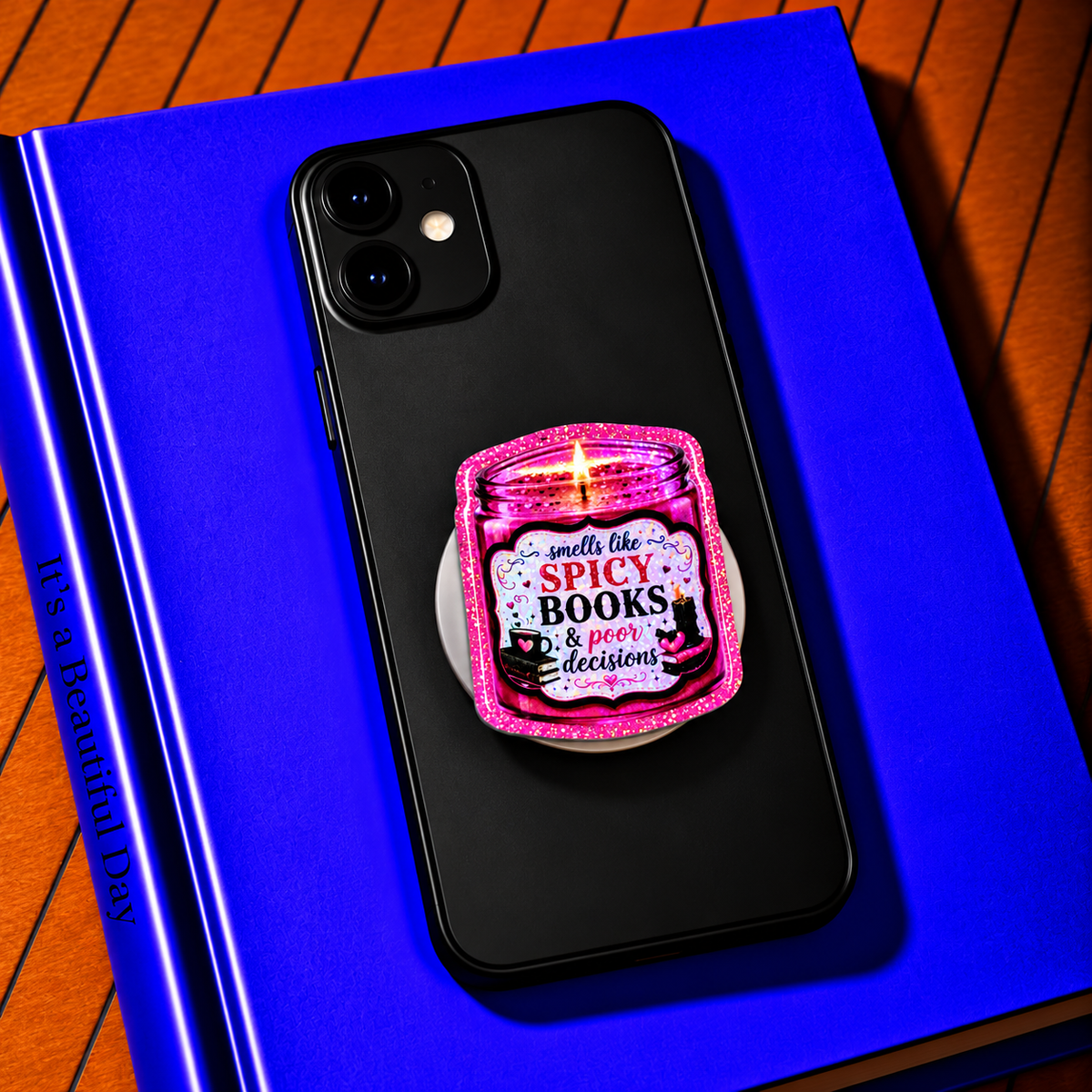 Spicy Books Candle Phone Tablet Grip