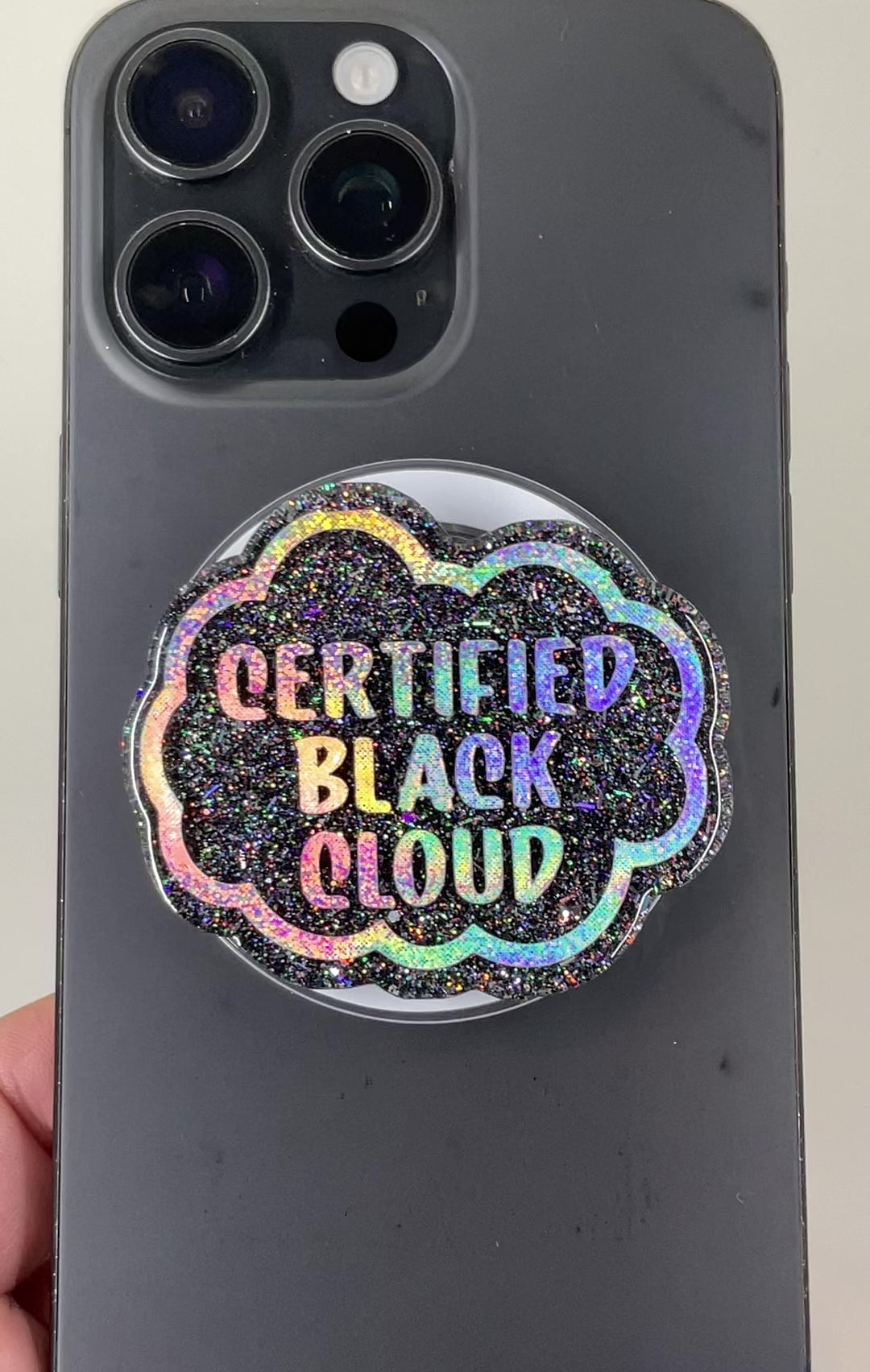 Holographic Certified Black Cloud Phone Tablet Grip