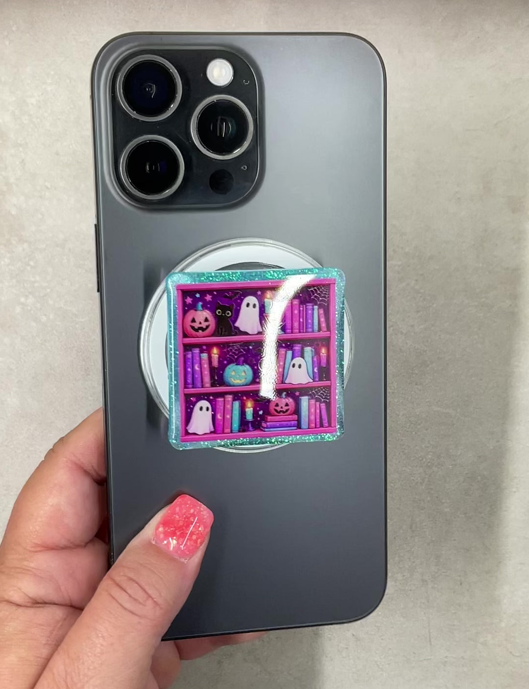 Ghost Bookshelf Phone Tablet Grip