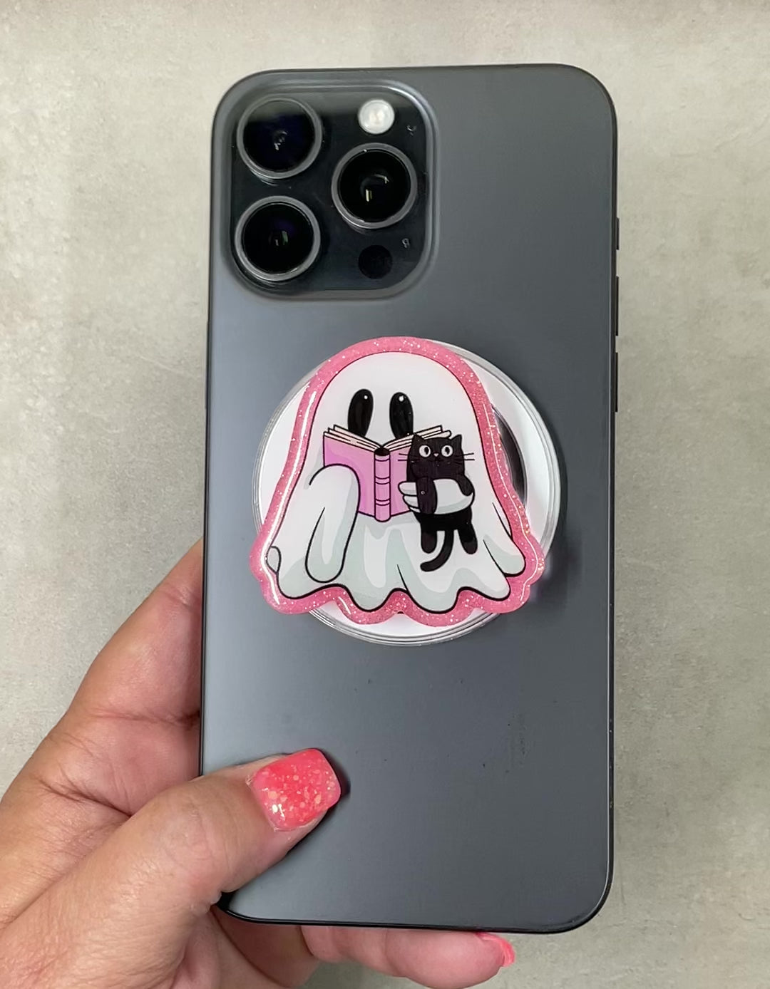 Ghost Reading Holding Cat Phone Tablet Grip