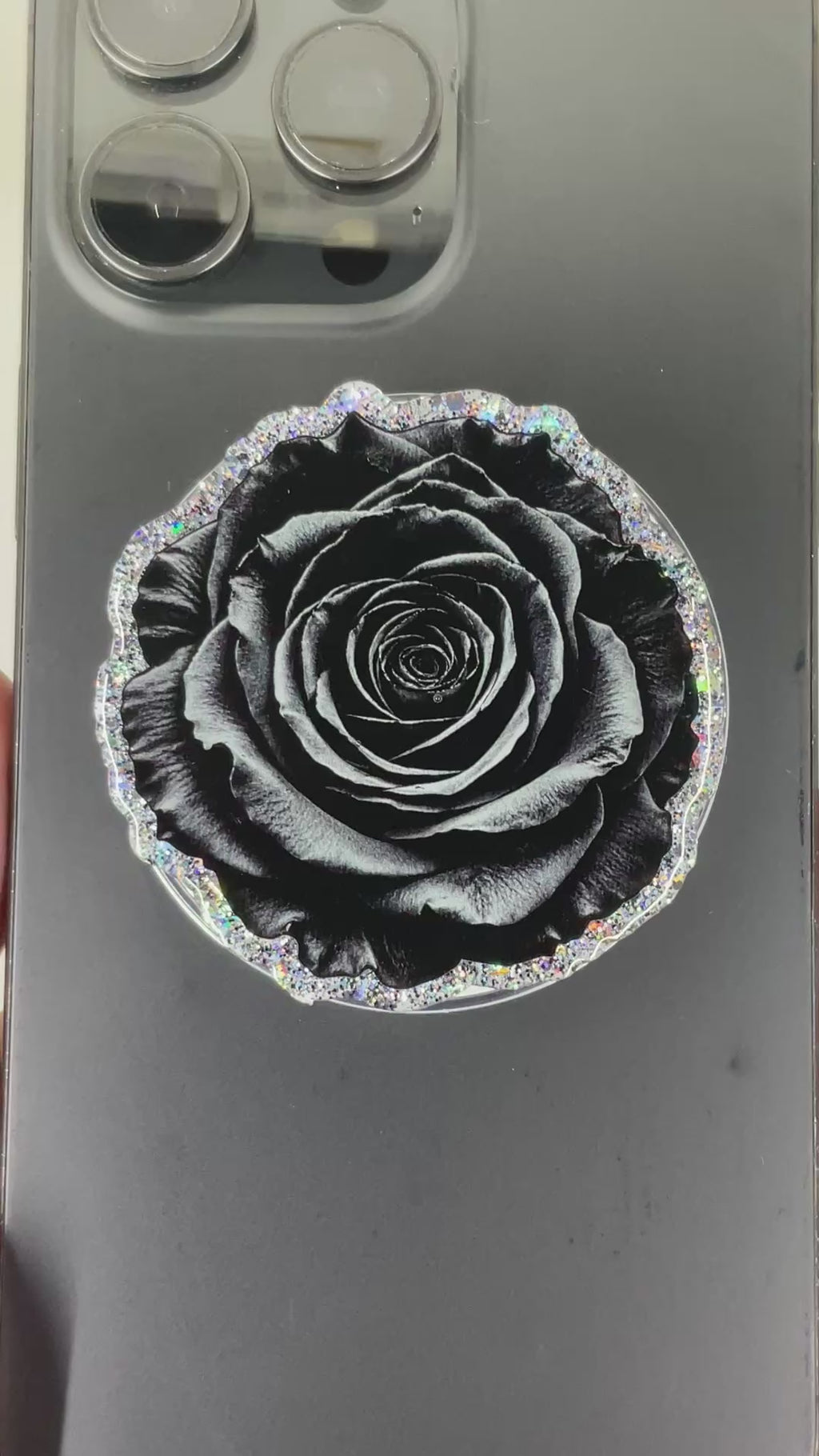 Black Rose Phone Tablet Grip