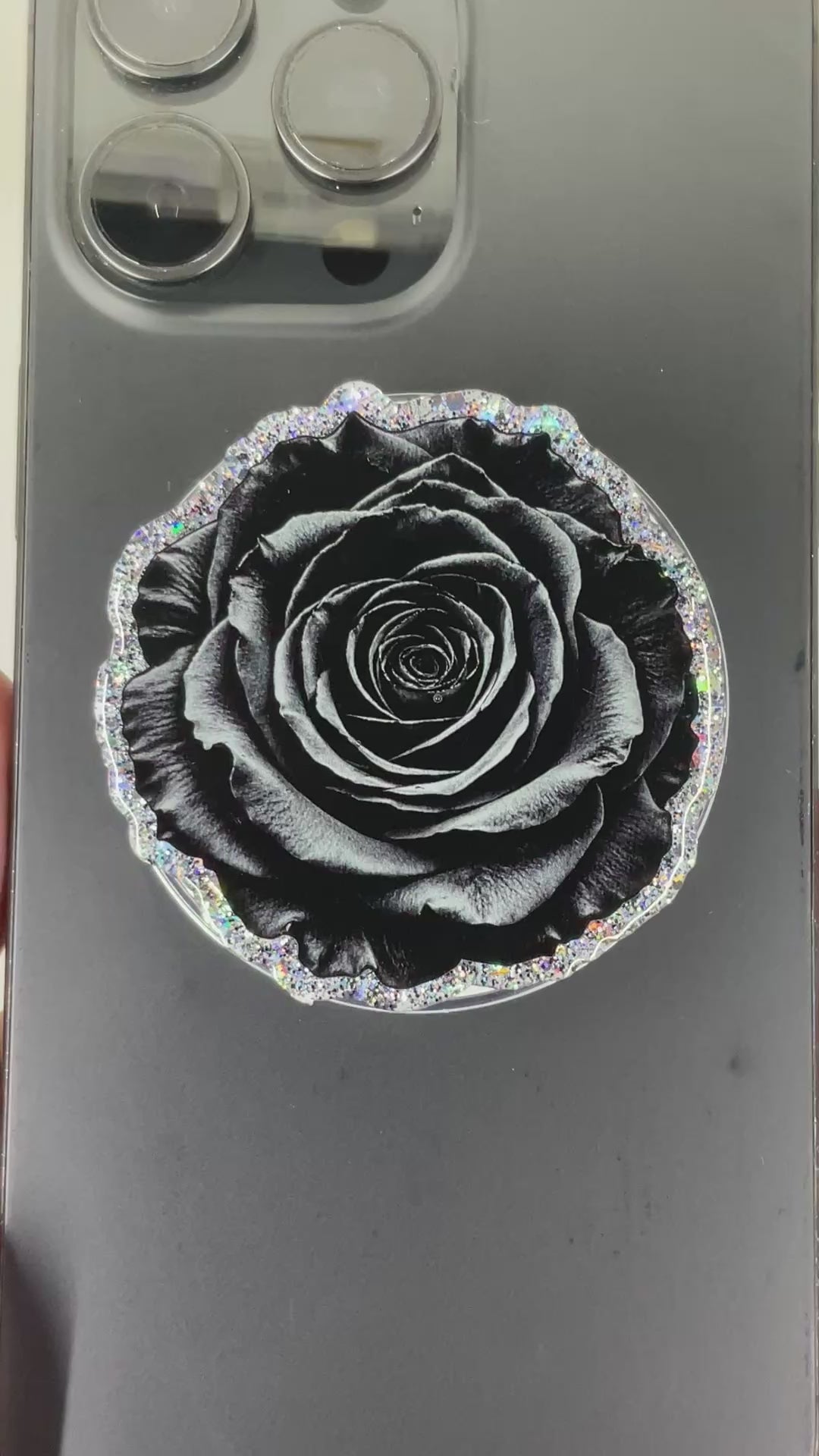 Black Rose Phone Tablet Grip