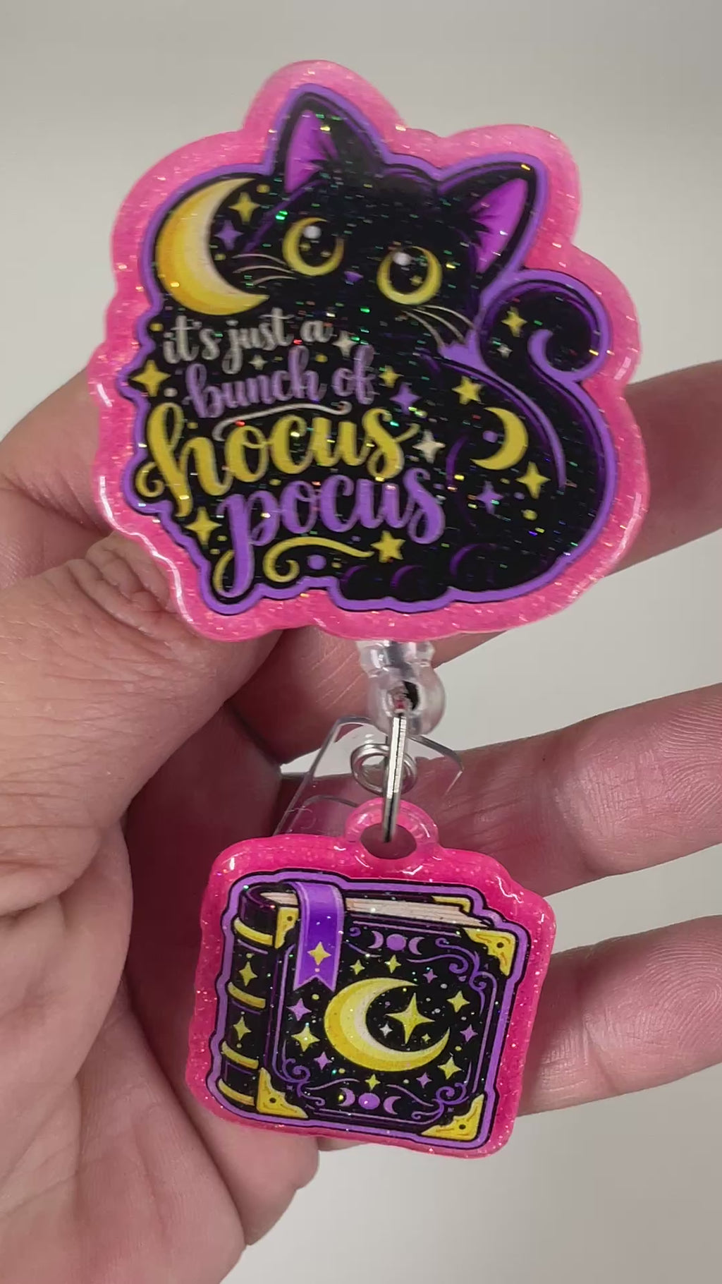 It's Just A Bunch Of Hocus Pocus Black Cat Badge Reel