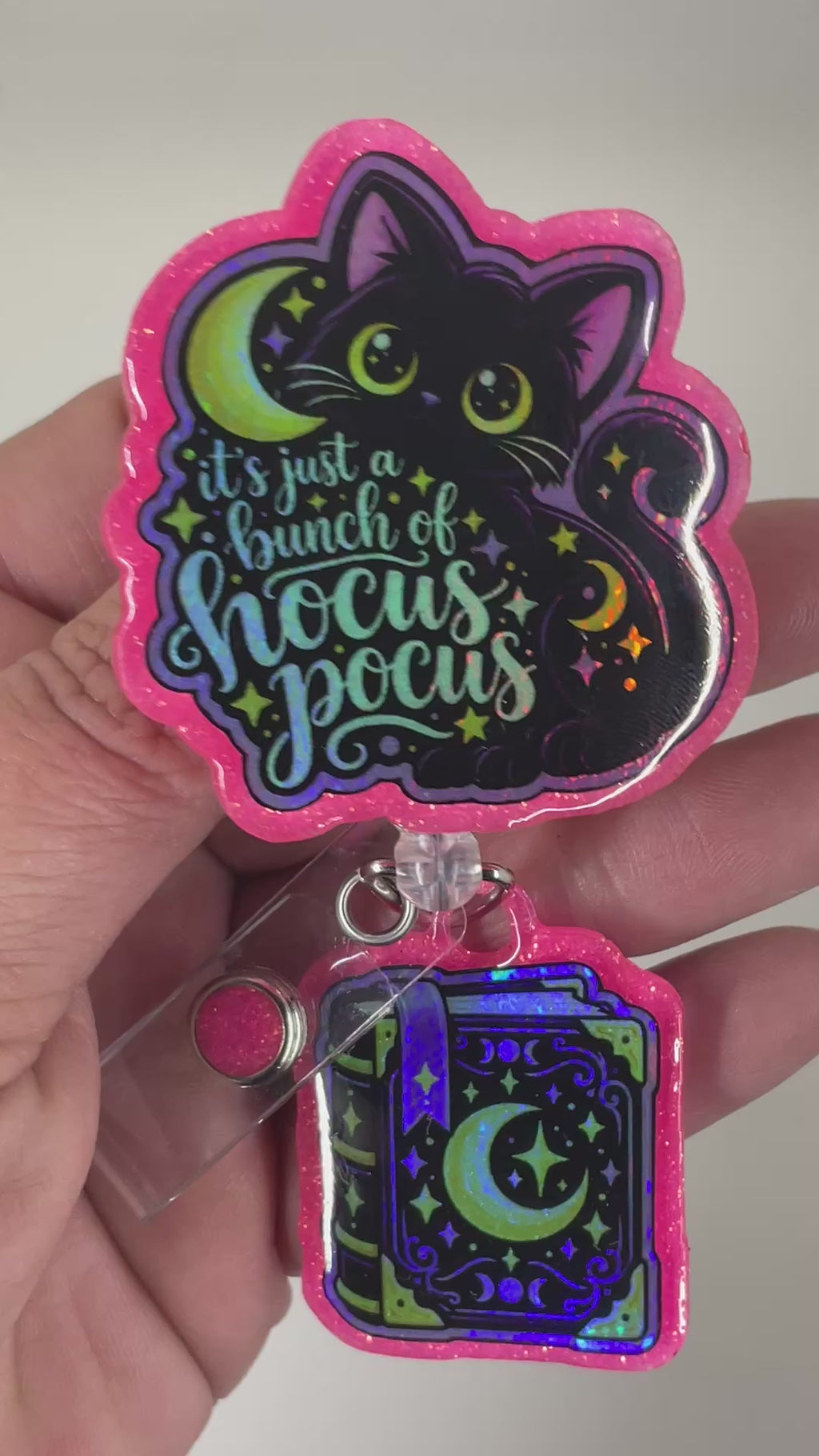 It's Just A Bunch Of Hocus Pocus Black Cat Badge Reel