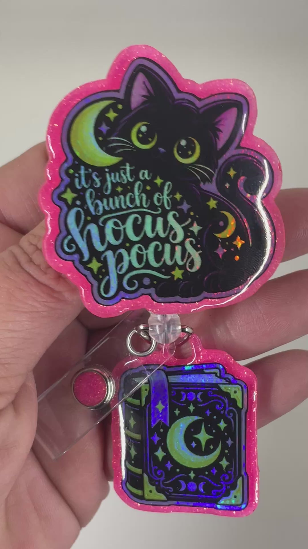 It's Just A Bunch Of Hocus Pocus Black Cat Badge Reel