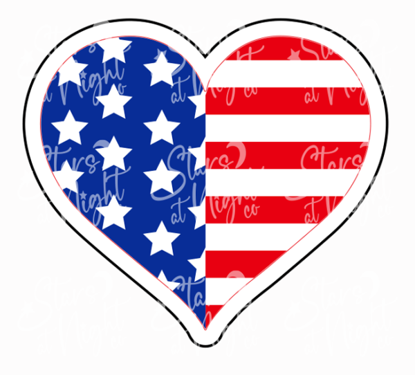 USA Flag Heart Acrylic/Decal Combo - Stars at Night Co