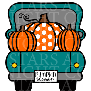 Fall Pumpkin Truck Charm Size Decal White Gloss Vinyl