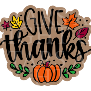 Give Thanks Charm Size Decal White Gloss Vinyl