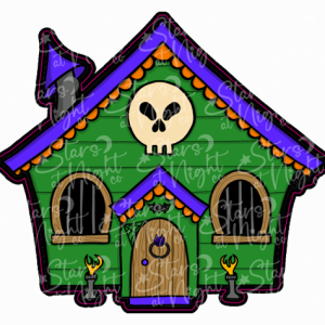 Green Haunted House Badge Size Decal Holographic Vinyl