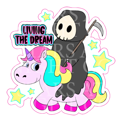 Living The Dream Badge Size Decal Holographic Vinyl - Stars at Night Co