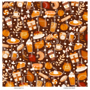 Pumpkin Spice Treats Printed Vinyl 6"x6" White Gloss Vinyl
