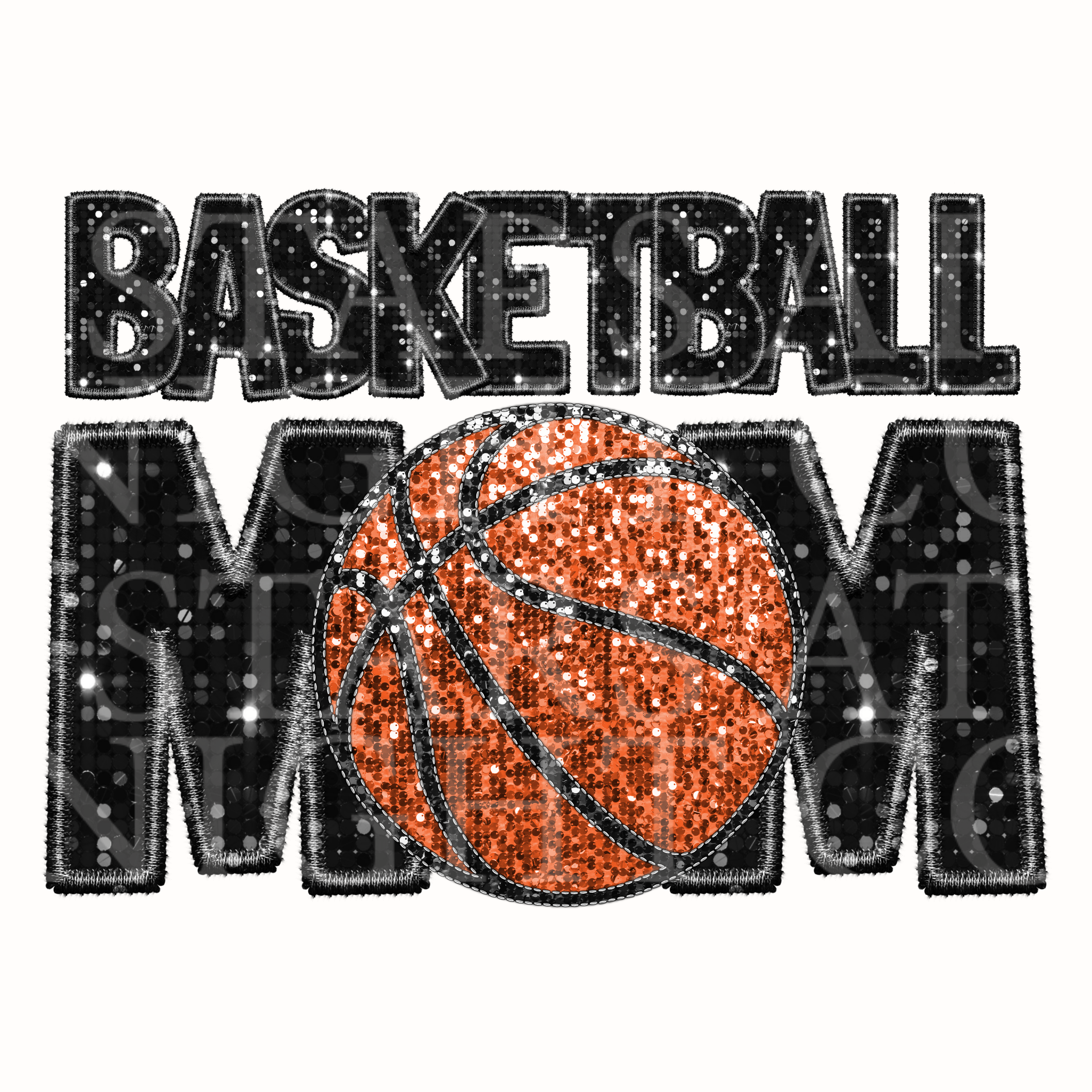 Faux Sequin Basketball Mom