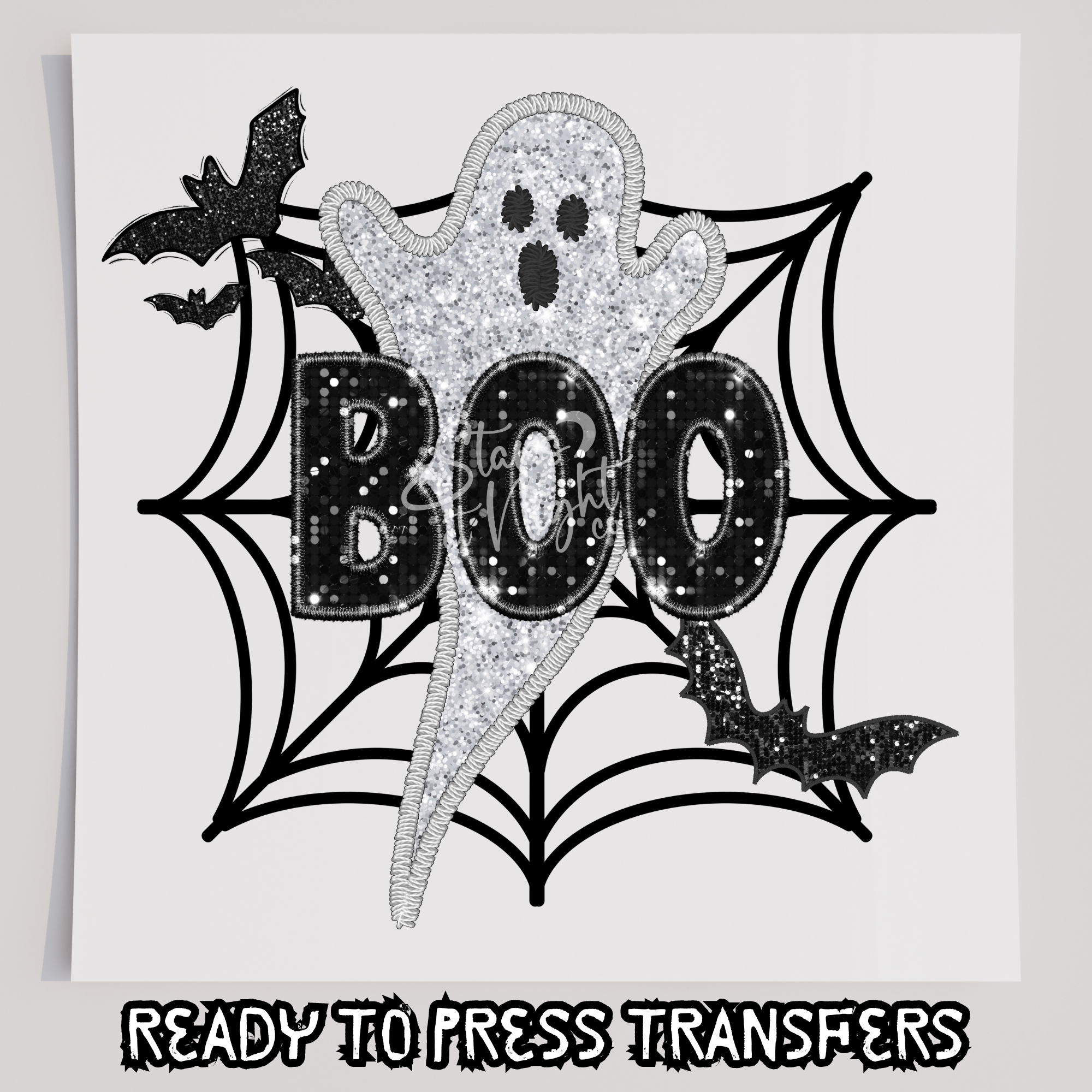 Faux Sequin Boo Ghost Web