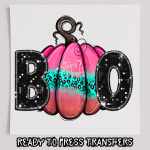 Faux Sequin Boo Pink Pumpkin