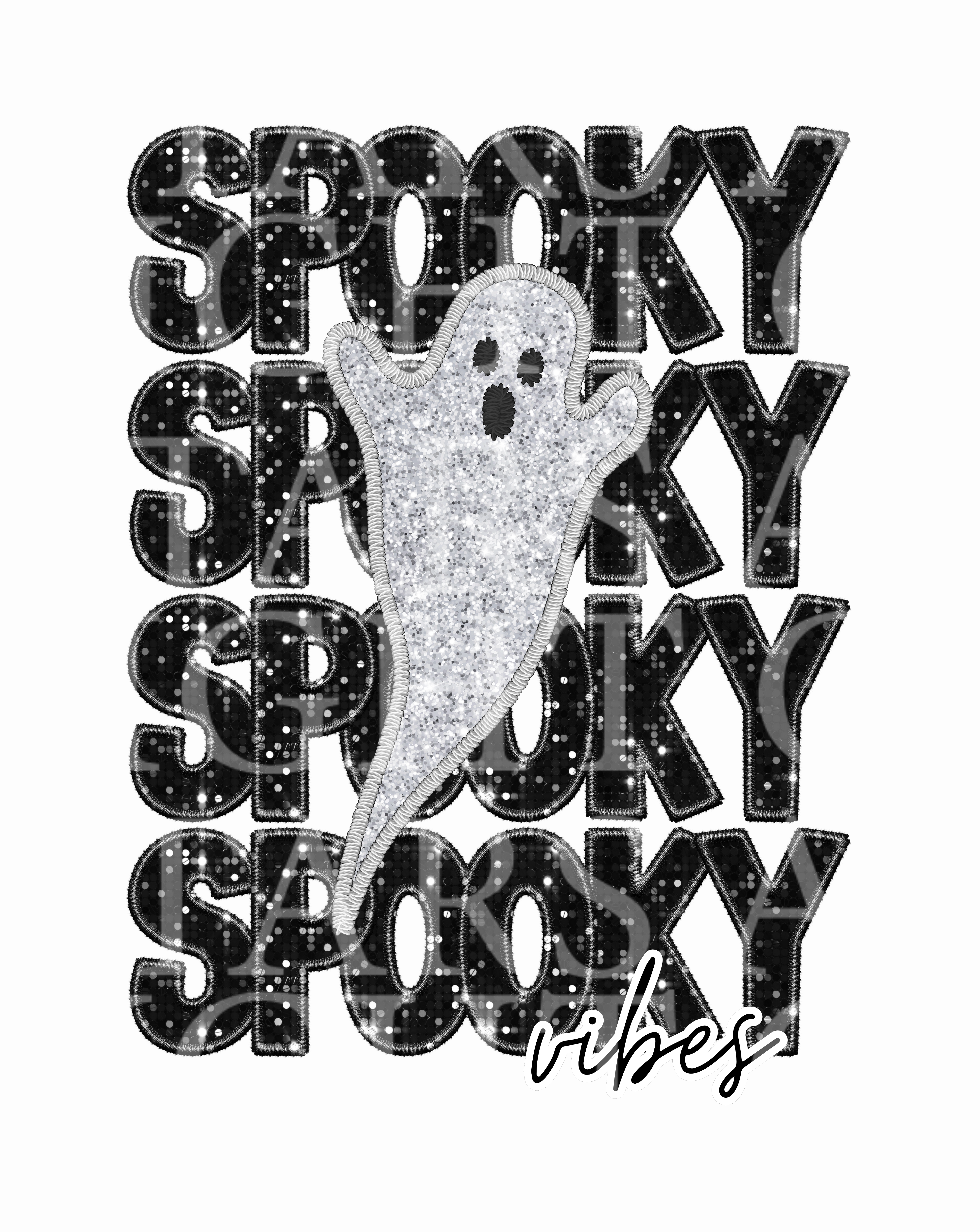 Spooky Vibes Ghost Faux Sequin