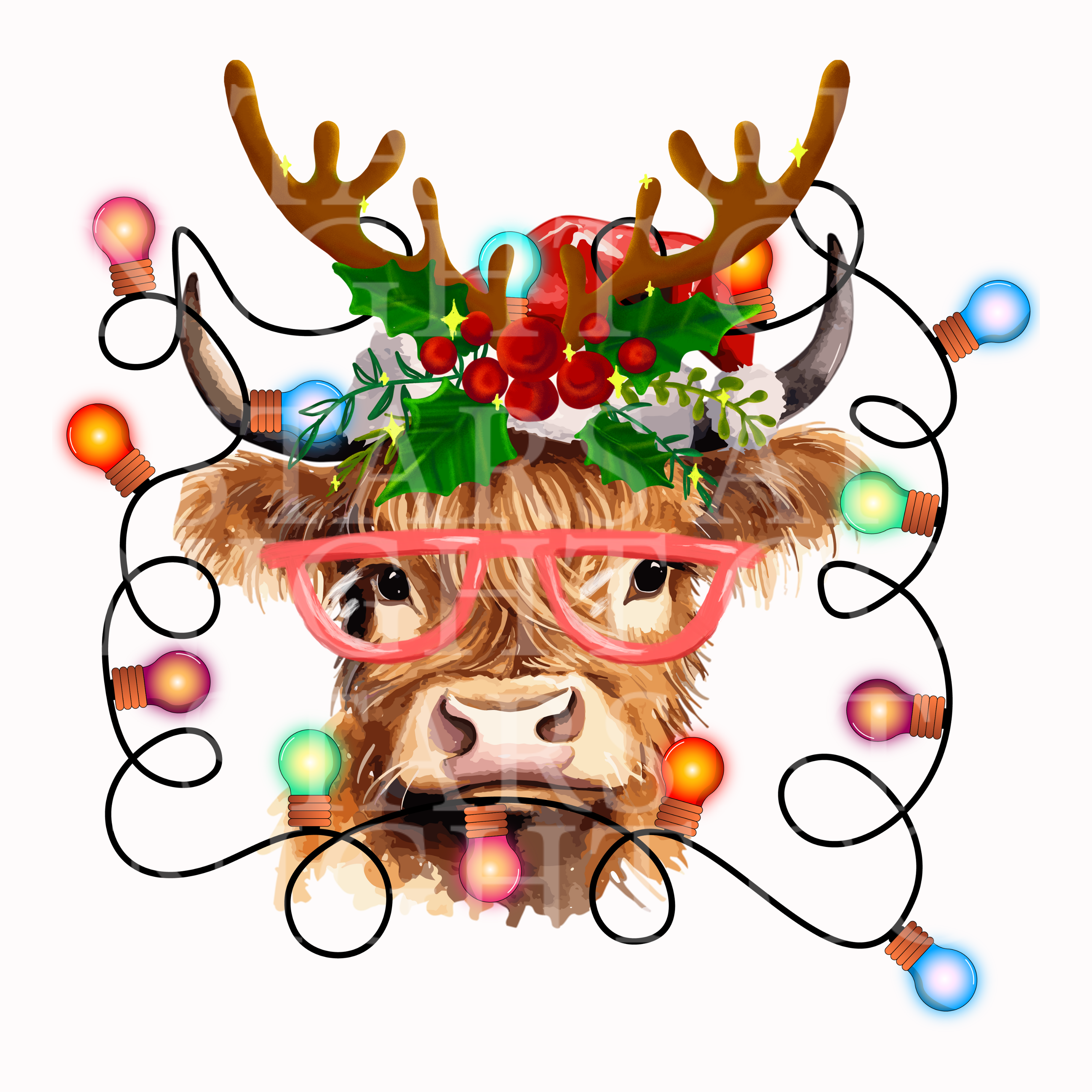 Highland Cow In Lights