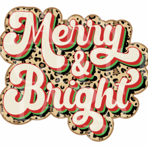 Merry & Bright Cheetah Print Charm Size Decal White Gloss Vinyl