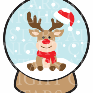 Snowglobe Reindeer Charm Size Decal White Gloss Vinyl