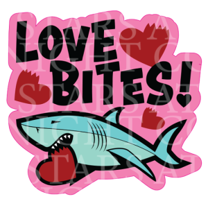 Love Bites Shark Charm Size Decal Holographic Vinyl