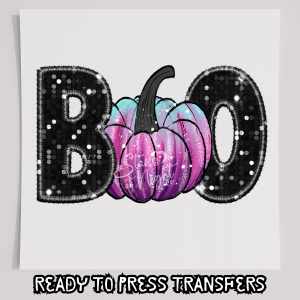 Faux Sequin Boo Purple Pumpkin