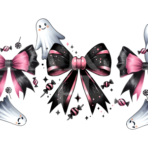 Pink Halloween Bows & Ghosts