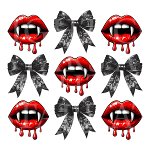 Red Vampire Mouth & Black Bows