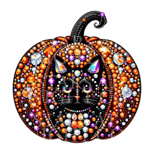 Rhinestone Black Cat Pumpkin
