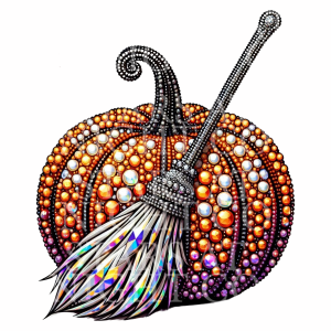 Rhinestone Broom Pumpkin