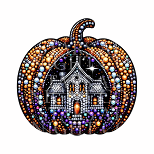 Rhinestone Haunted House Pumpkin