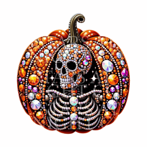 Rhinestone Skeleton Pumpkin