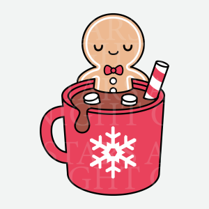 Gingerbread Man Soaking In Hot Chocolate