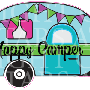 happy Camper Badge Size Decal Holographic Vinyl